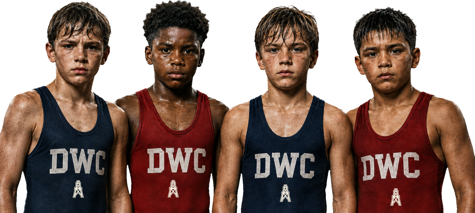 Four determined Driller Wrestling Club youth wrestlers